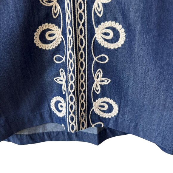 Shyanne Sm Top Tunic Boho Western Festival 3/4 Sleeve Lace Up V Neck Embroidered - Picture 9 of 16